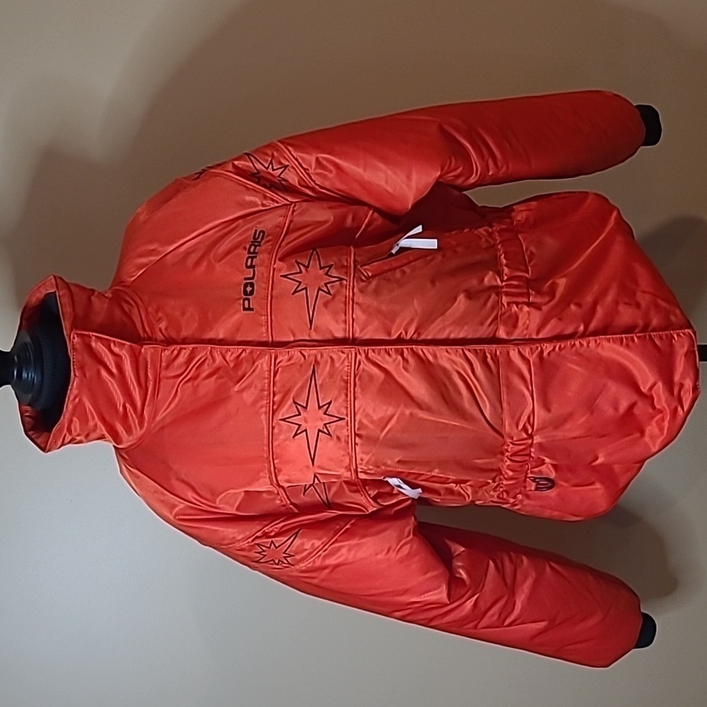 POLARIS Vintage Womens Snowmobile Jacket, Red Starburst Print, Thinsulate